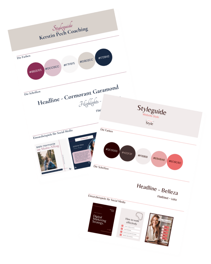 Styleguide Markenfarben und Schriften
