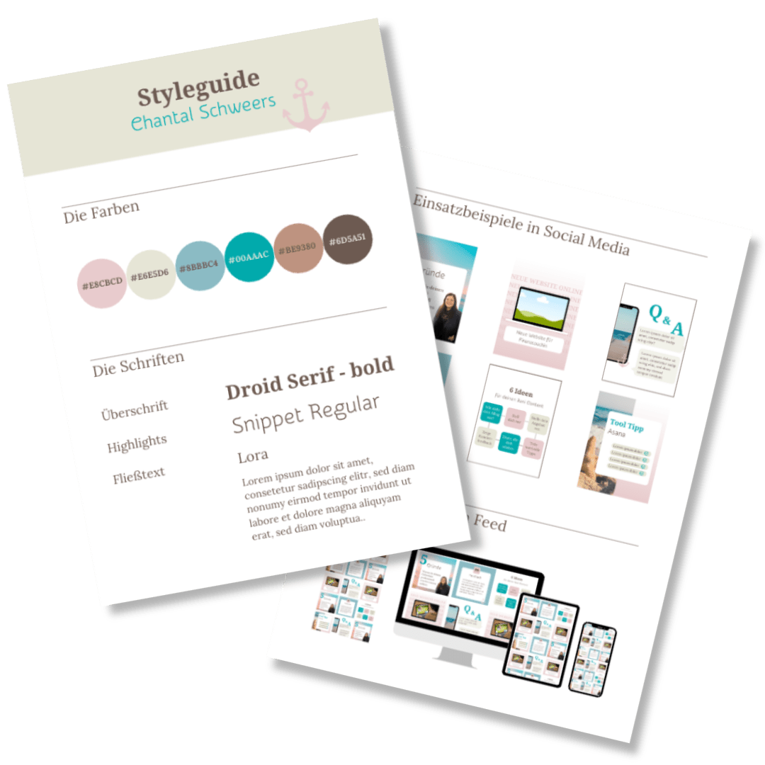 Marken Farben und Schriften Styleguide Webdesignerin